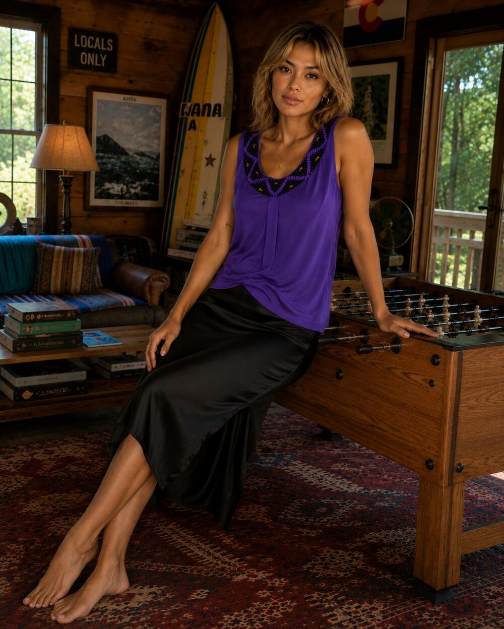 East 5th Purple Beaded Embellished Sleeveless Top Size L NWT